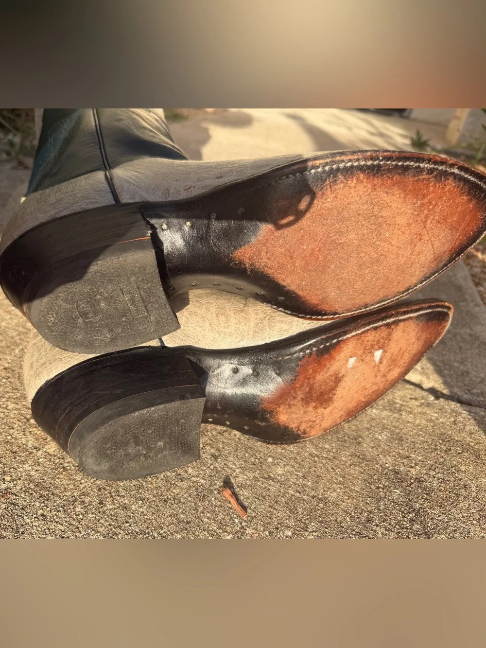 VTG Justin Antelope Cowboy Boots 11D Exotic Leather Western Blue Grey Two Tone